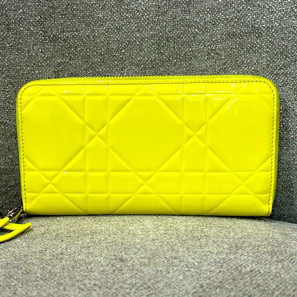 Christian Dior Patent Leather Bright Yellow Wallet VGUC